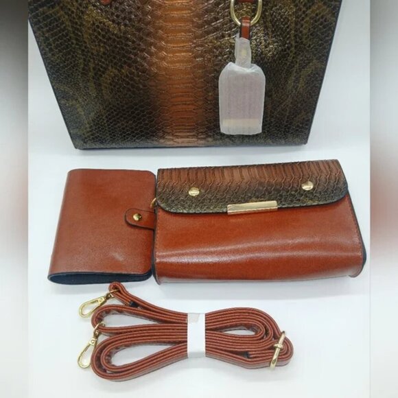Crocodile Snakeskin Faux Leather Crossbody Handbag, Clutch & Wallet​ - Picture 8 of 9